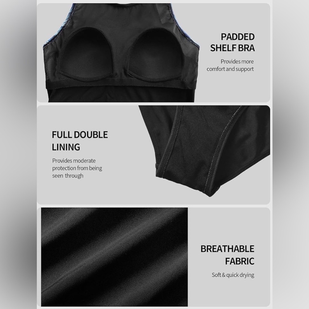 Beautyin Swimwear For Women One Piece Bathing Suit Multicolored Black Size XL - Picture 2 of 4